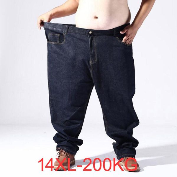 

men's jeans stretch men 2021 denim mens jean homme 46 48 52 plus size extra large loose pants black big 140-200kg 14xl 13xl male, Blue