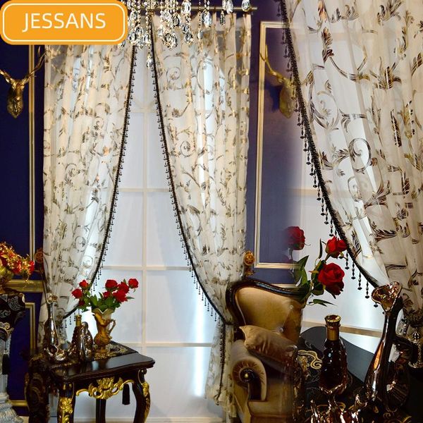 

curtain & drapes european-style high-end bronzing window screen for living room bedroom floor-to-ceiling finished