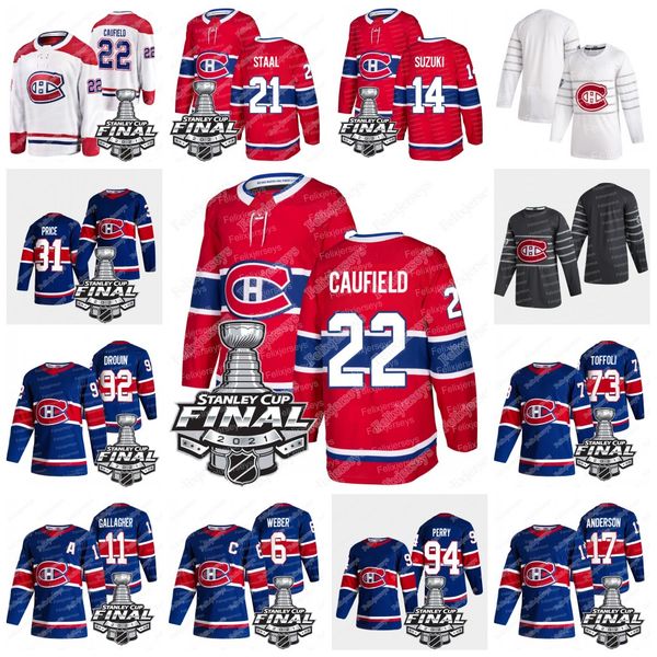 

montreal canadiens 2021 stanley cup finals jersey carey price cole caufield nick suzuki gallagher shea weber staal toffoli anderson drouin a, Black;red