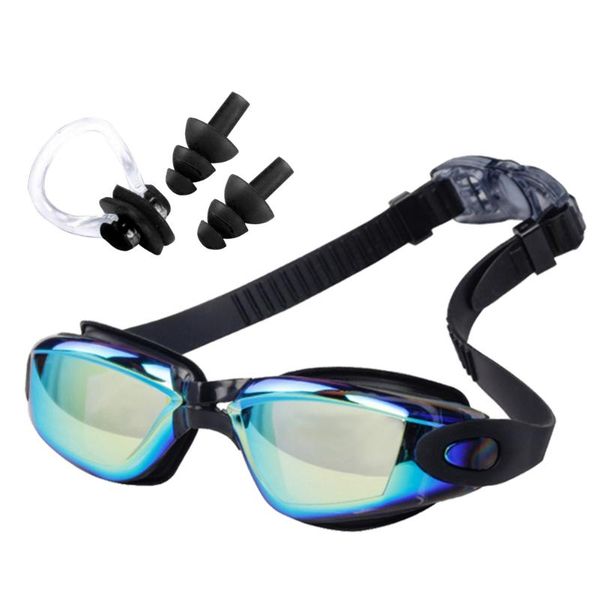 

nose clip men women water sports eyewear with earplugs storage box waterproof anti-fog glasses adjustable swimming goggles