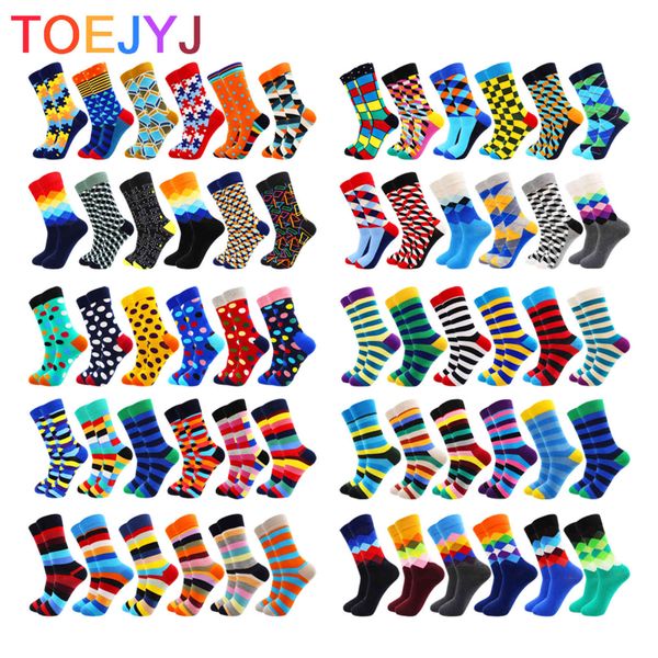 

6-12 pairs colorful fashion casual women and men funny stripe grid geometry fun dress socks, Black