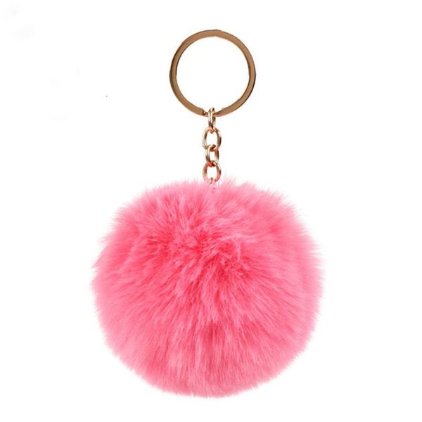 

sublimation 8cm simple pompom fur ball keychain artificial rabbit animal chain for woman car bag accessories ring 15 colors, Silver