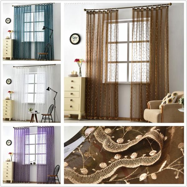 

embroidered cherry tree tulle curtains for kids bedroom blue sheer curtain 1 panel elegant breathable window custom made cortina & drapes
