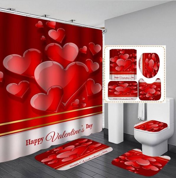 

carpets starblue-hgs lover's gift waterproof shower curtain bath mat pedestal rug lid toilet cover bathroom 4pcs/ set