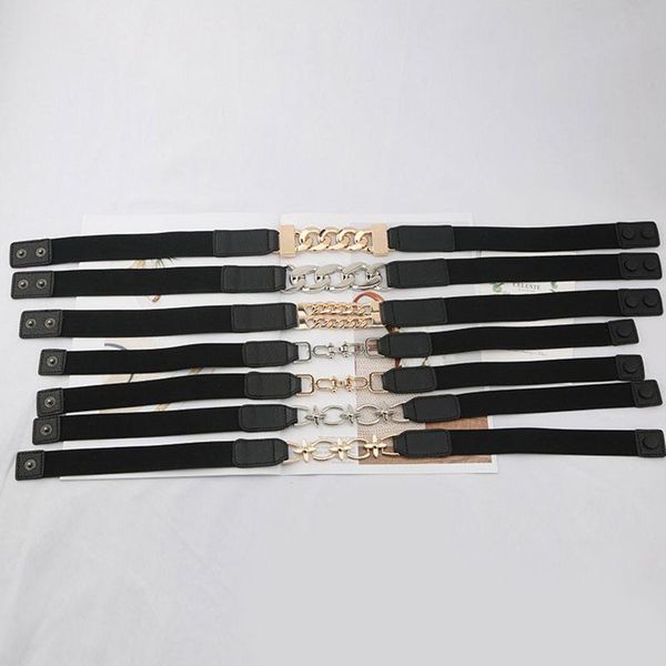

belts gold chain belt elastic silver metal waist for women dress coat sweater decorative waistband stretch lady cummerbunds, Black;brown