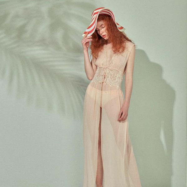 

women's sleepwear high-quality silk nightgown bridal elegant women robe, Black;red