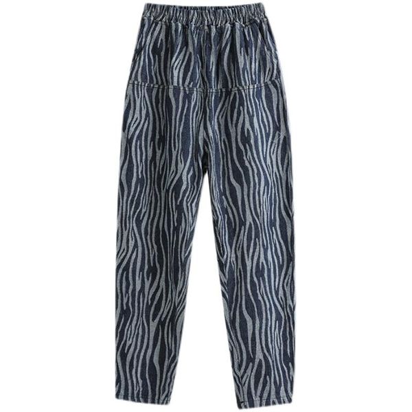 

women's jeans streetwear women ankle banded fashion baggy denim ankle-length pants sweatpants casual loose harem, Blue