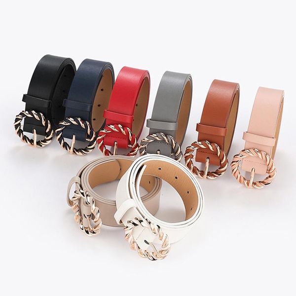 

3.3cm wide waist belt jeans dress casual waistband solid color pu strap women faux leather twist pin belts, Black;brown