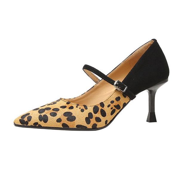 

dress shoes classic 2021 leopard womens kitten heel mary jane pumps pointed toe autumn causal office zapato mujer size 34 39, Black