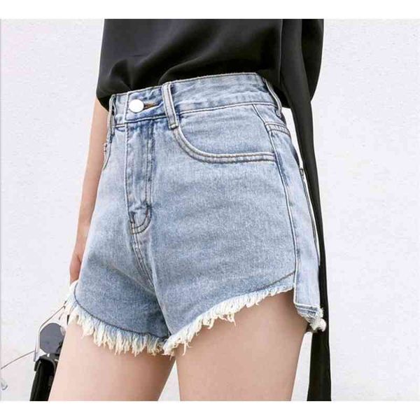 

women's shorts 2021 women irregular denim summer style high waist casual loose tassel jeans female leisure short j2930 ppge, White;black