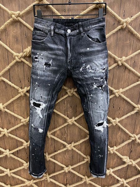 Jeans Herren Loch Hellblau Dunkelgrau Italien Mann Hosen Hosen Streetwear Denim Skinny Slim Straight Biker Jean für Damen D2 Top Qualität 28-40 Größe DSQ