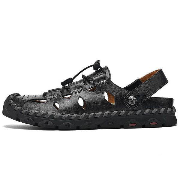

sandals outdoor zapatillas breathable mens man zomerschoenen heren fashion leather male sandles zomer deportivas water for 2021 genuine, Black