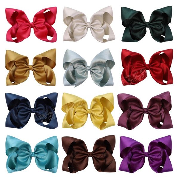 

12colors 6inch solid glitter bows hair clip for girl gift new handmade bowknot headwear kids hair accessories, Slivery;white