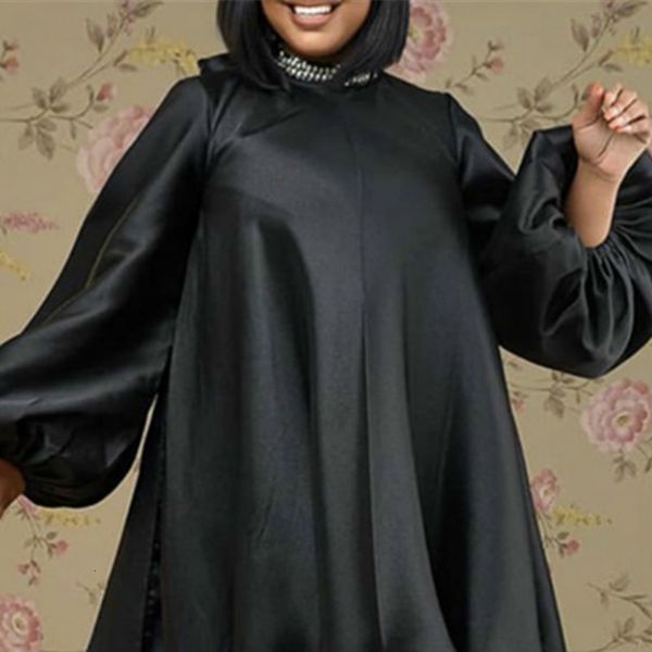 

women's black dress loose the long neck flashlight sleeves frilly african big plus size ladies dressed in robes rg06, Black;gray