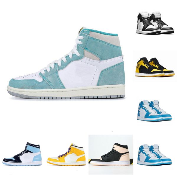 

wholesale pine green 1 og travis scotts x turbo green origin varsity red royal toe satin light bone black toe 1s unc white blue sports shoes