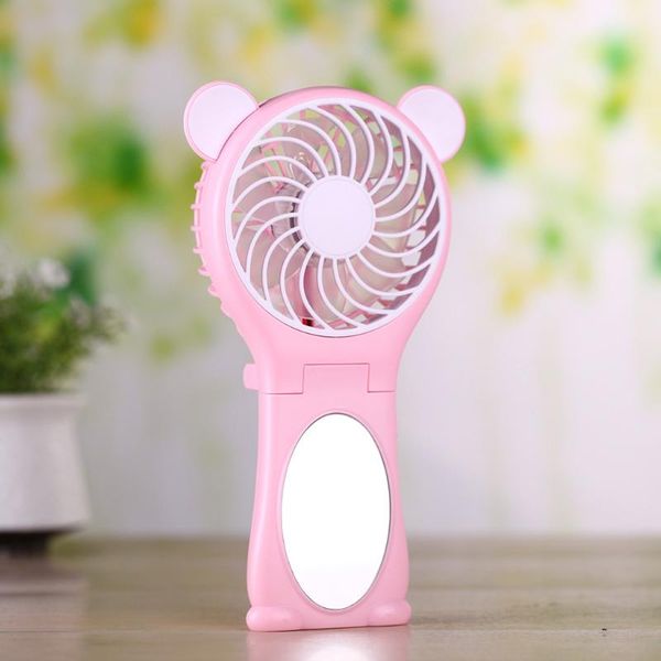 

electric fans mini portable handheld folding fan usb cooling with mirror for outdoor