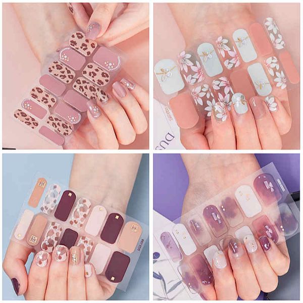 

fashion leopard print girls nail stickers sheet 3d shining summer holiday 14 tips nails sticker decals for women, Black
