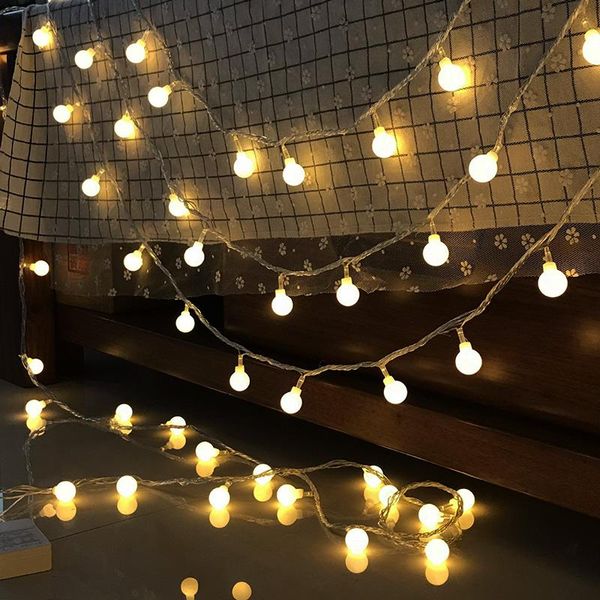 

strings festoon led string lights christmas indoor fairy garland on batteries ball curtain decoration tree holiday outdoor