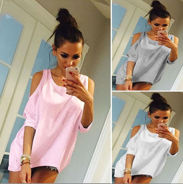 

leosoxs 2021 spring autumn fashion o neck strapless women's t shirt casual loose solid half sleeve ladies t-shirt, White