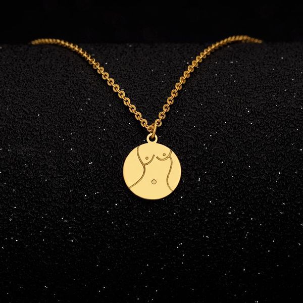 

pendant necklaces stainless steel chest body pendents collier gold chain bar necklace bijoux jewelry for women's clothing & accessories, Silver