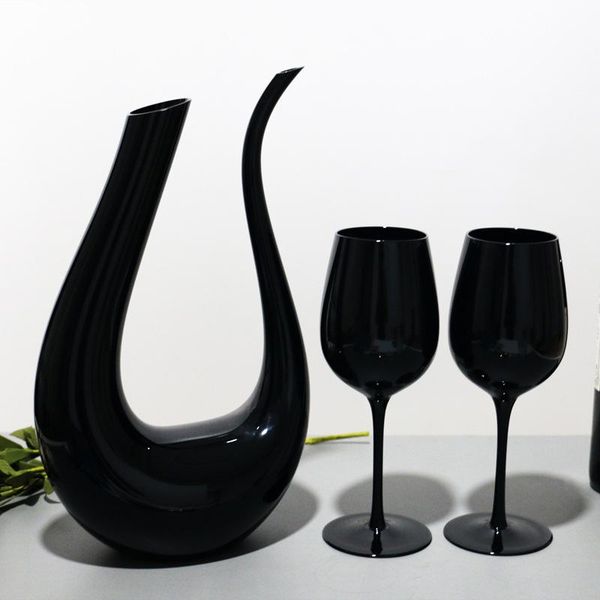 

fashion black red wine glass fancy gift lead-glasses of creative u-shaped decanter for