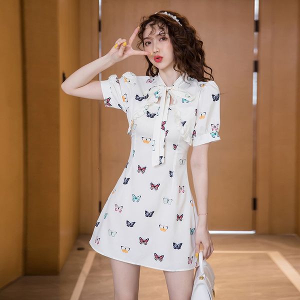 

arrival fashion summer mini girl elegant sweet fresh printing short plied beach dress, Black;gray