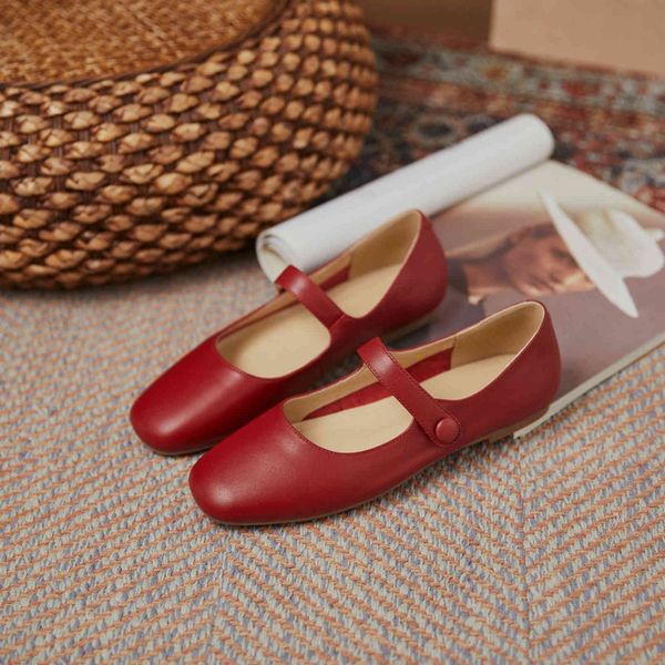 

dress shoes qutaa flat heels retro square toe genuine leather women spring autumn hook&loop casual female flats size 34-40 8ytc, Black