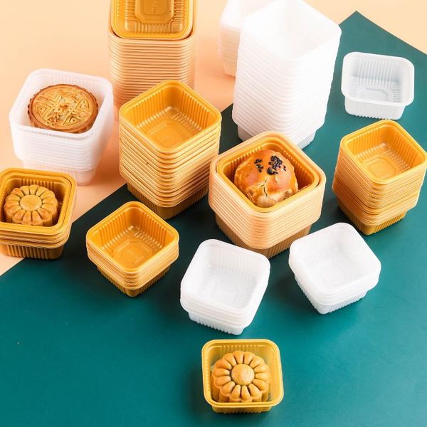 

gift wrap 100pcs thick plastic blister for handmade cookie pastry mooncake white gold bracket bakery supplies small order