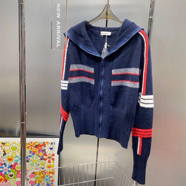 

5a+ womens sweater cardigan knits classic letters women fashion warm clothes custom fit girls clothing sweaters v-neck long-sleeved knit, White;black