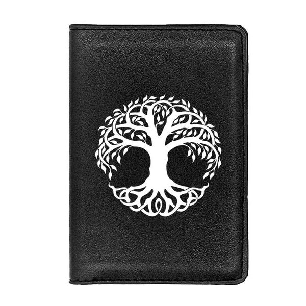 

card holders fashion charm tree of life printing leather passport case, Brown;gray
