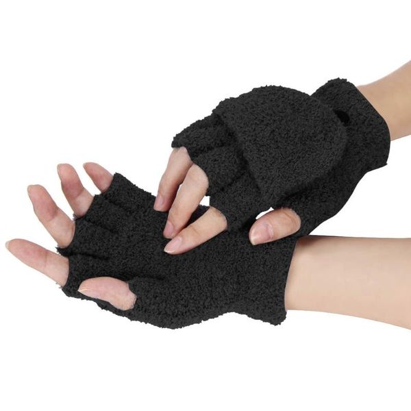 

five fingers gloves jaycosin fashion women hand warmer winter stretchy arm crochet knitting faux wool mittens long fingerless solid, Blue;gray