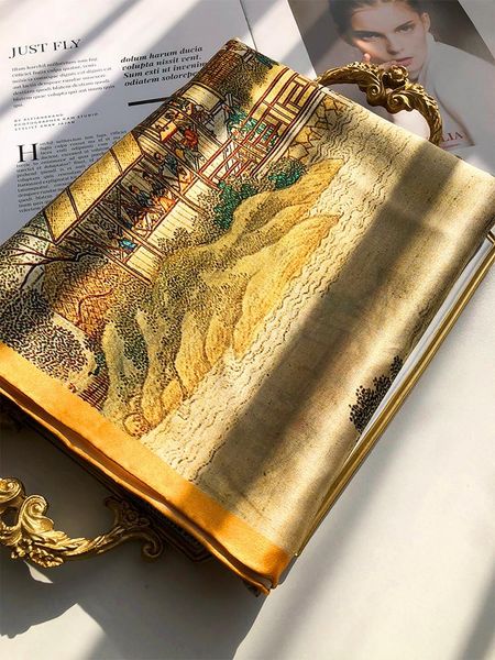 

scarves classical reappearance 100% mulberry silk scarf women spring autumn korean wild satin square shawl, Blue;gray