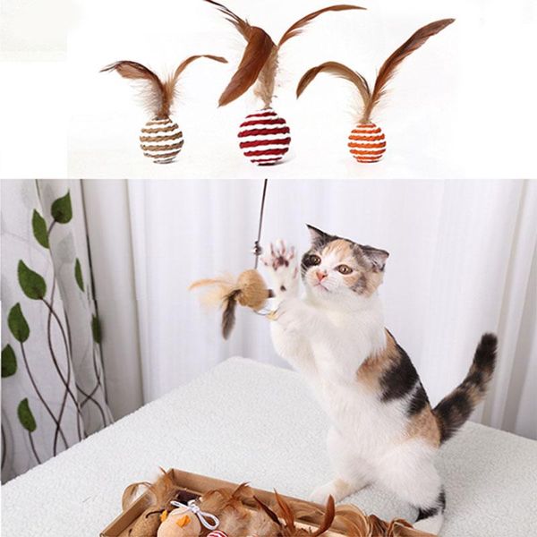 

cat toys kitten feather teaser toy bells for puppy kitty 7pcs set hg99