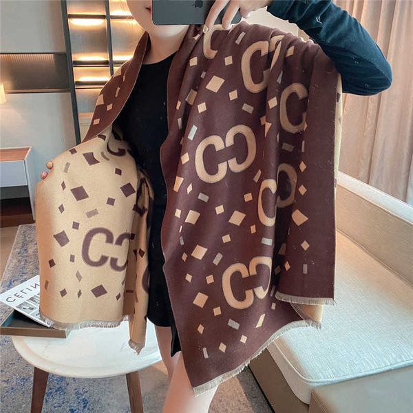 

2021 autumn winter fashion scarf korean print imitation cashmere bib women's medium and long warm shawl, Blue;gray