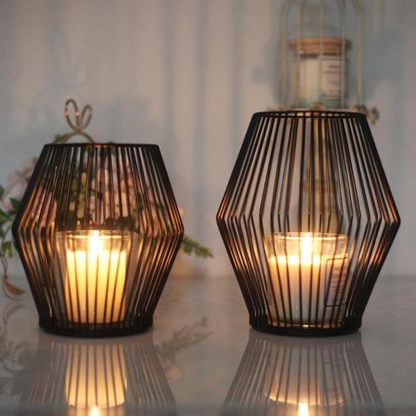 

candle holders holder small iron candlestick container storage box for home coffee shop el decor black