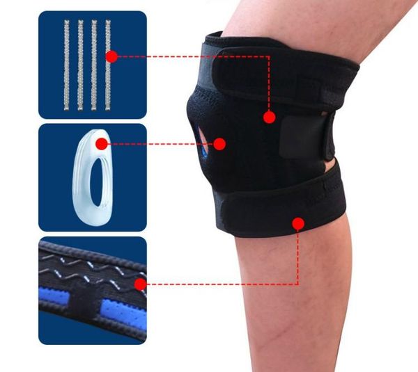 

riding knee pads patella spring support sports anti-skid protection joints elbow &, Black;gray