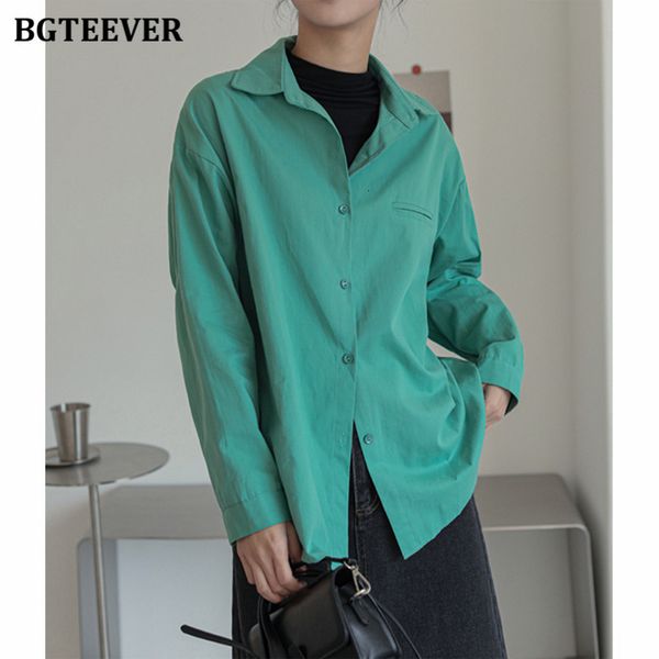 

blouses 2021 chic spring casual long sleeve women blouses turn-down collar single-breasted loose ladies solid shirts blusas necz, White