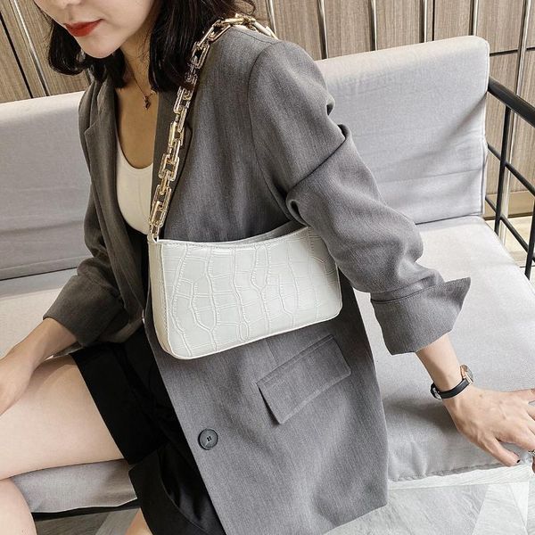 

cross body stone pattern pu leather armpit bag for beautiful women 2021 solid color chain shoulder handbags female travel fashion hand