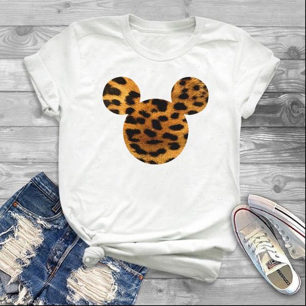 

cartoon print tee micky womens t shirt casual short sleeve summer fashion round neck harajuku, White