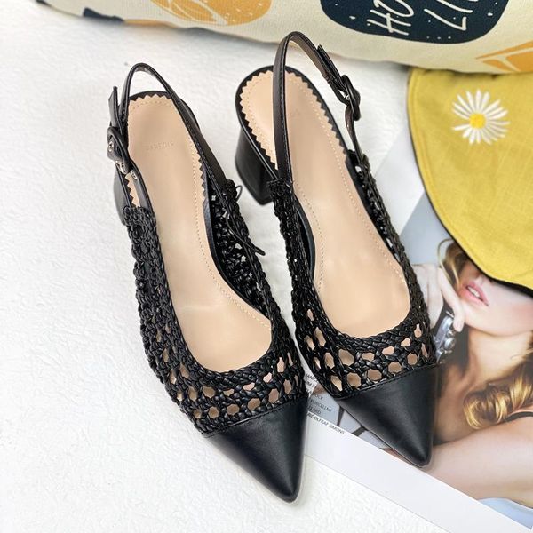 

sandals 2021 summer fashion simple pure color women's shoes breathable mesh sandal temperament large heels, Black