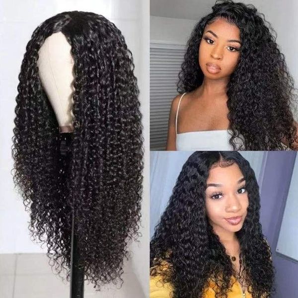 

small explosive long wig curl chemical fiber wig head cover, Black