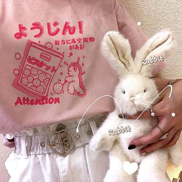 

kawaii pink bear cartoon gothic mens t shirts and women punk vintage ulzzang harajuku summer loose sweet girls japan casual, White;black