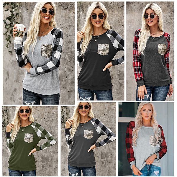 

2021 autumn winter color blocking hoodless sweater women's pocket decoration long sleeve bottoming shirt 253927, Black