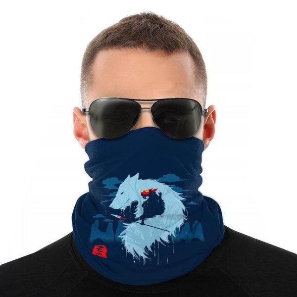 

scarves spirited away wolf scarf half face mask men women halloween neck gaiter bandanas polyester headwear cycling hiking, Blue;gray