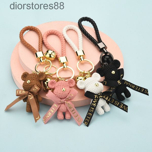 

key chain cartoon girl heart wool bear couple car bag pendant fashion gift, Silver