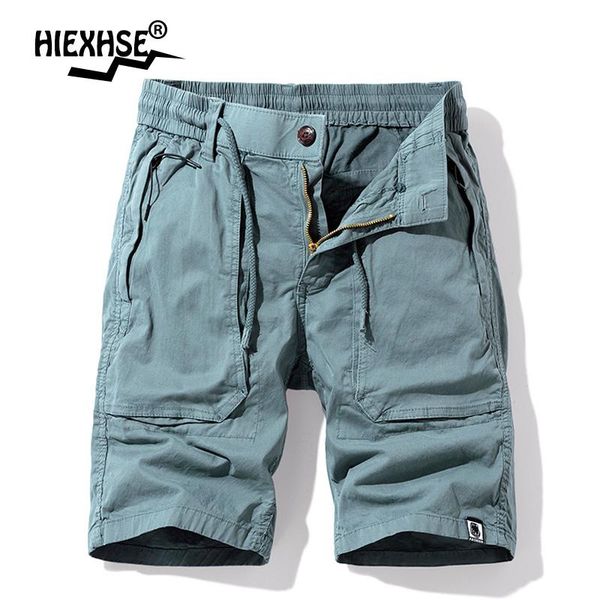 

men's shorts 2021 summer england style casual pockets cargo men fashion solid 100% cotton vintage relaxed fit elastic waist, White;black