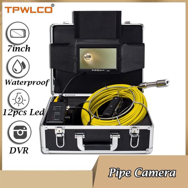 

7inch sewer pipe inspection camera with sonde system 20m 23mm drain industrial endoscope dvr function 8gb card ip cameras