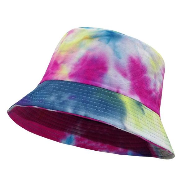 

cloches minanser women's tie dye bucket hats women harajuku colorful printed cap men's hat sunhat, Blue;gray