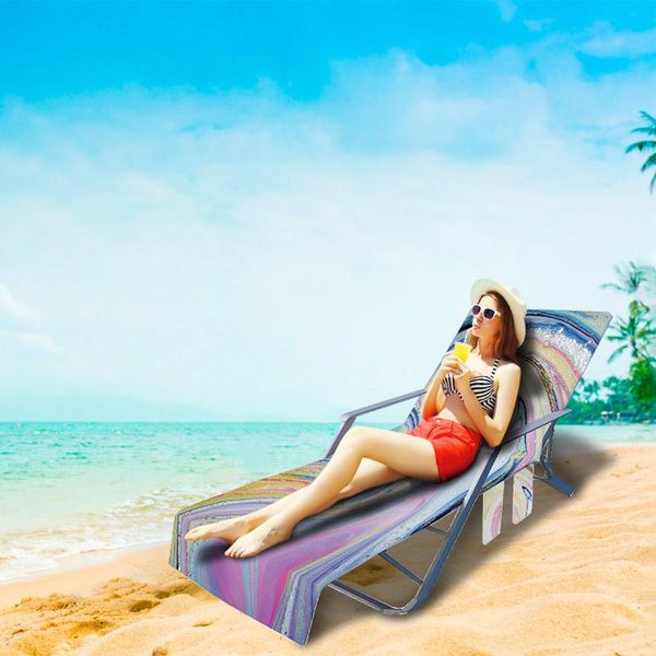 

outdoor pads beach chair cover with side pockets microfiber lounge towel rack mat holiday camping leisure recliner backrest