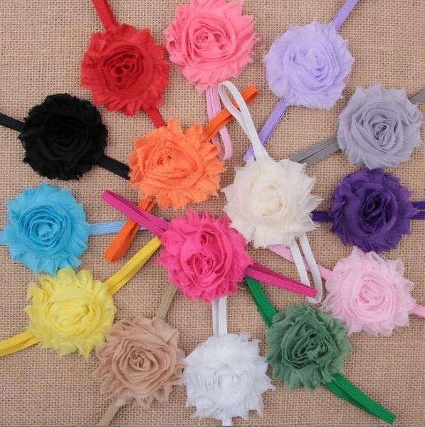 2021 Top Shabby Flower Haarband Kinder Chiffon Kopf Ring Chic Baby Stirnband Dünnes elastisches Kopfband Mädchen Stirnband Haarschmuck